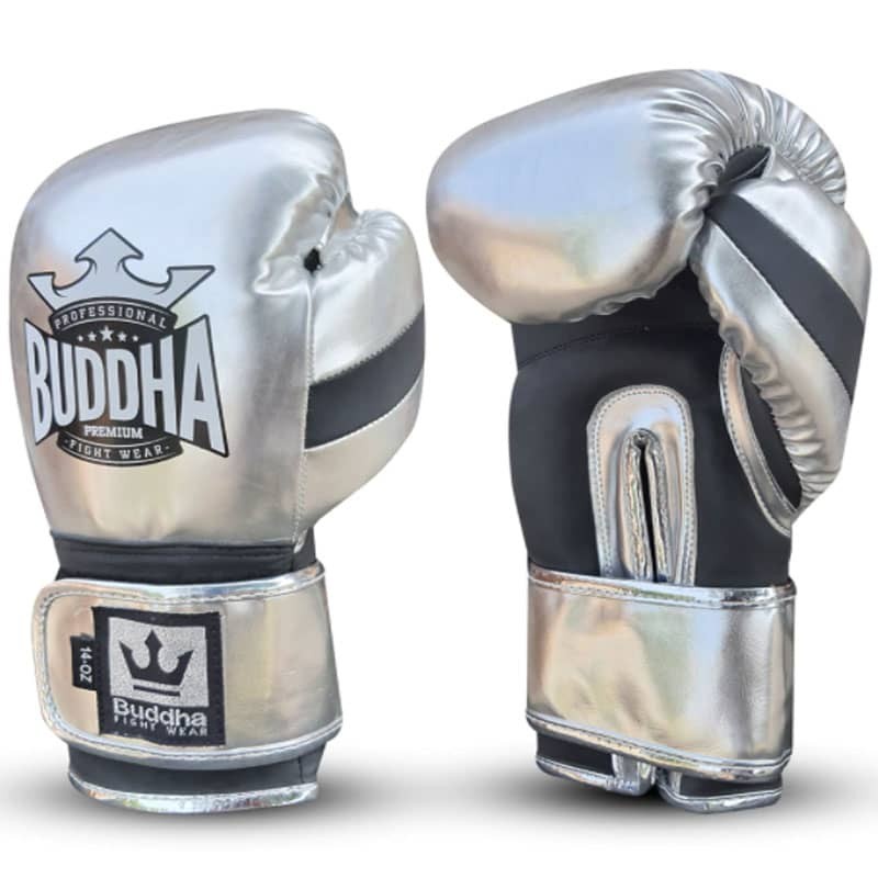Guantes de Boxeo Buddha Muay Thai Kick Boxing Deluxe Plata